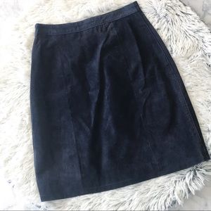 Vintage Suede Navy Leather Skirt EUC
